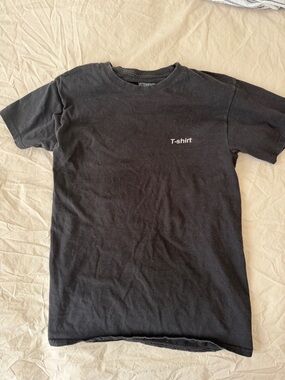 Vintage Vetements Black Tee with white text front and back. Sold as is!